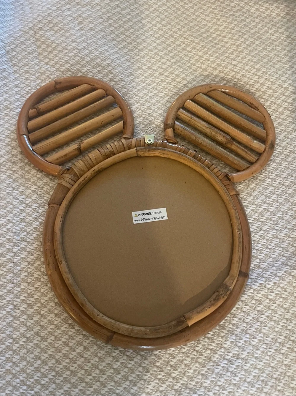 Rattan Mickey Ear Wall Mirror - Natural Brown - Picture 5 of 6